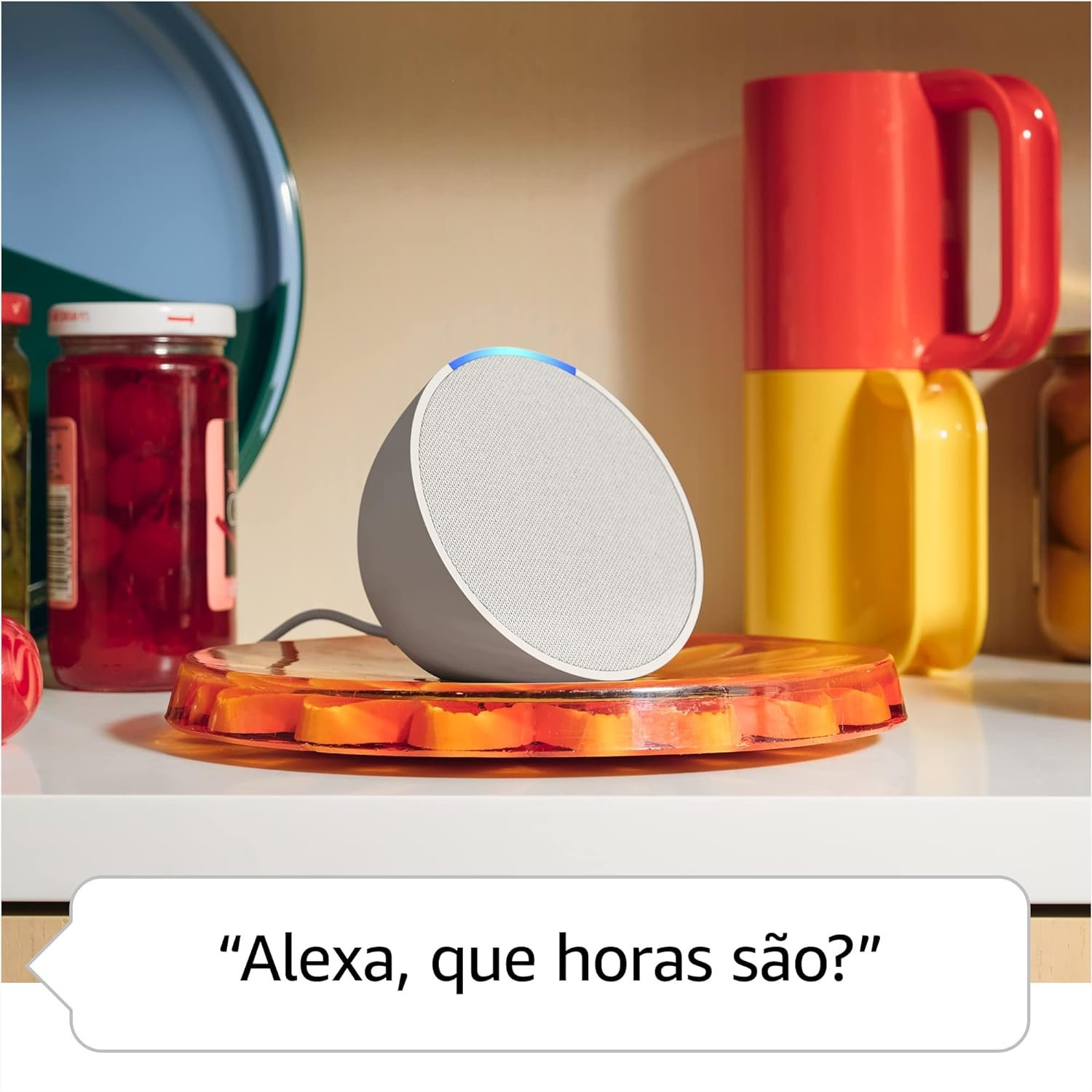 Echo Pop: Smart Speaker com Alexa | Música, informação e Casa Inteligente | Cor Branca - Imagem 3
