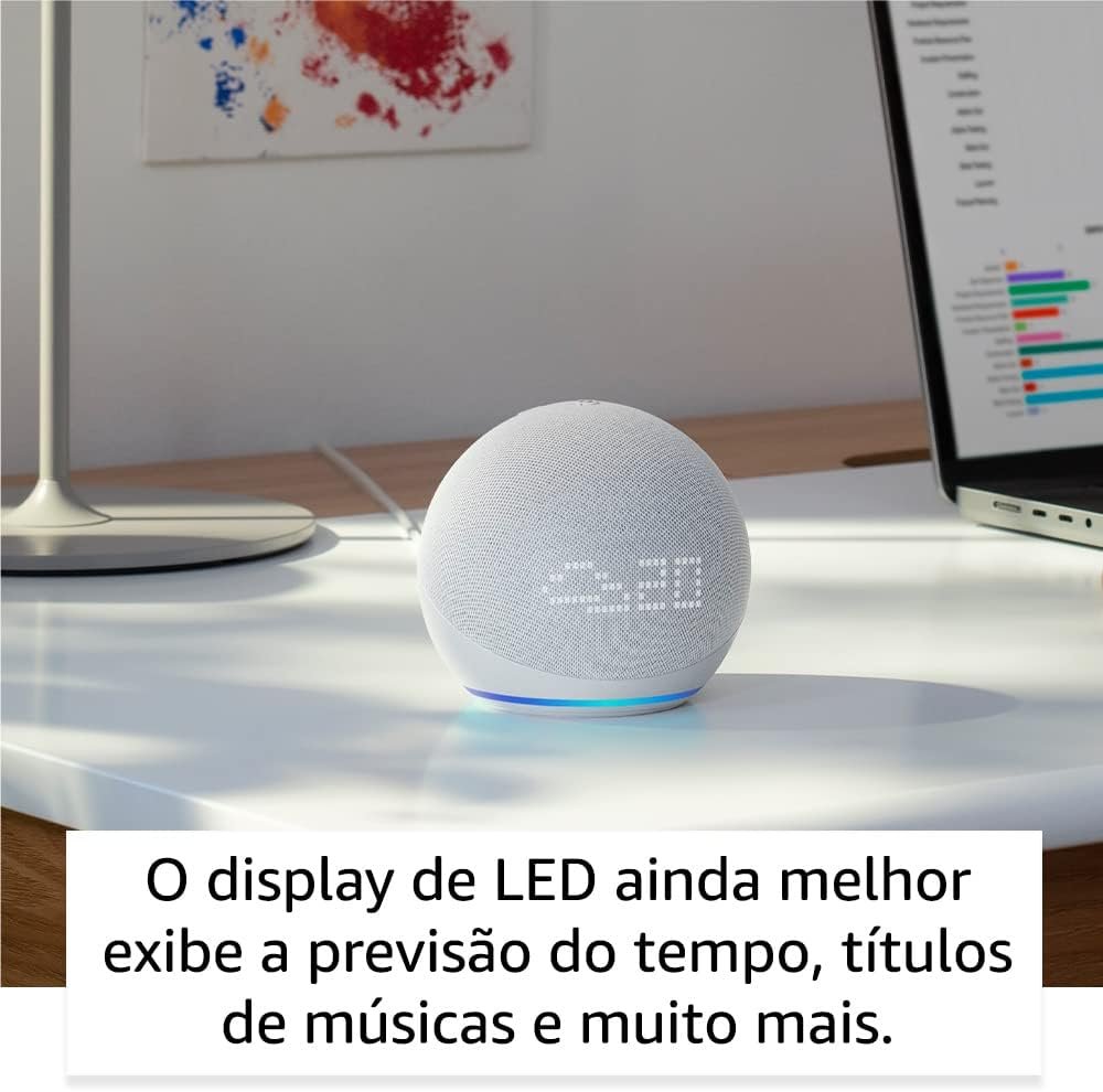 Echo Dot 5ª geração com Relógio | Smart speaker com Alexa | Display de LED ainda melhor | Cor Branca - Imagem 5