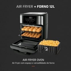 Alternative view of Fritadeira Air Fryer Forno Oven 12 Litros, Mondial, Preto/Inox, 2000W, 110V - AFO-12L-BI