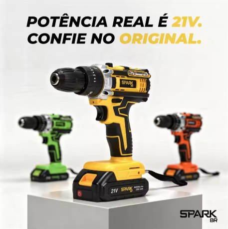Broca de impacto SparkBr AMG-PR01 21V 26 Acessórios 2 Cm Estojo recarregável profissional LED - Imagem 3