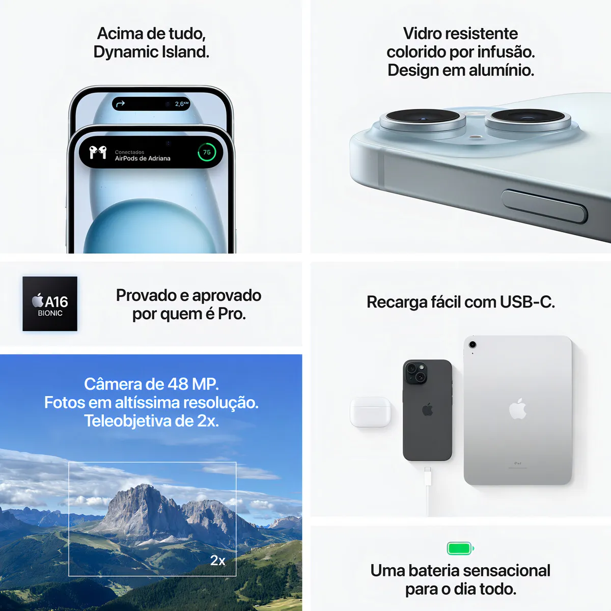 Apple iPhone 15 (256 GB) - Preto - Distribuidor Autorizado - Imagem 8