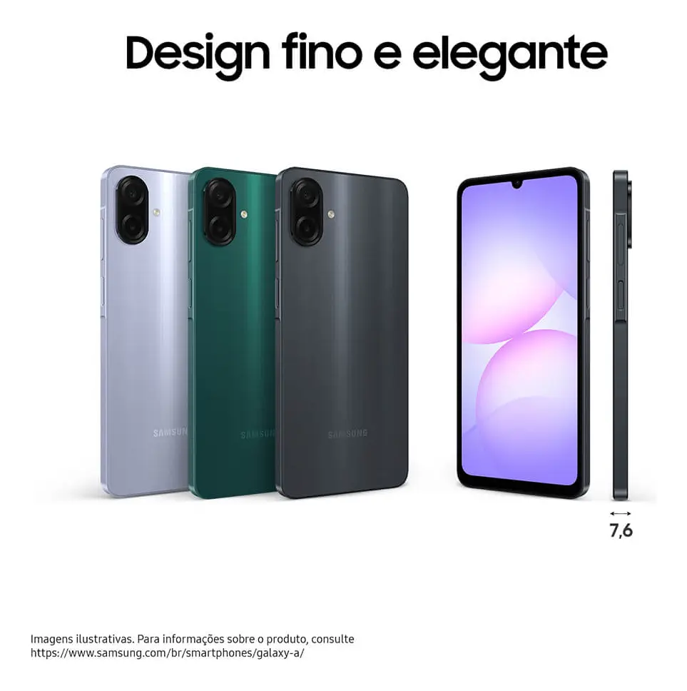 Celular Samsung Galaxy A07 128gb, 4gb, Câmera 50mp, Tela 6.7 , Proteção Ip54, Processador 6nm - Preto - Imagem 6