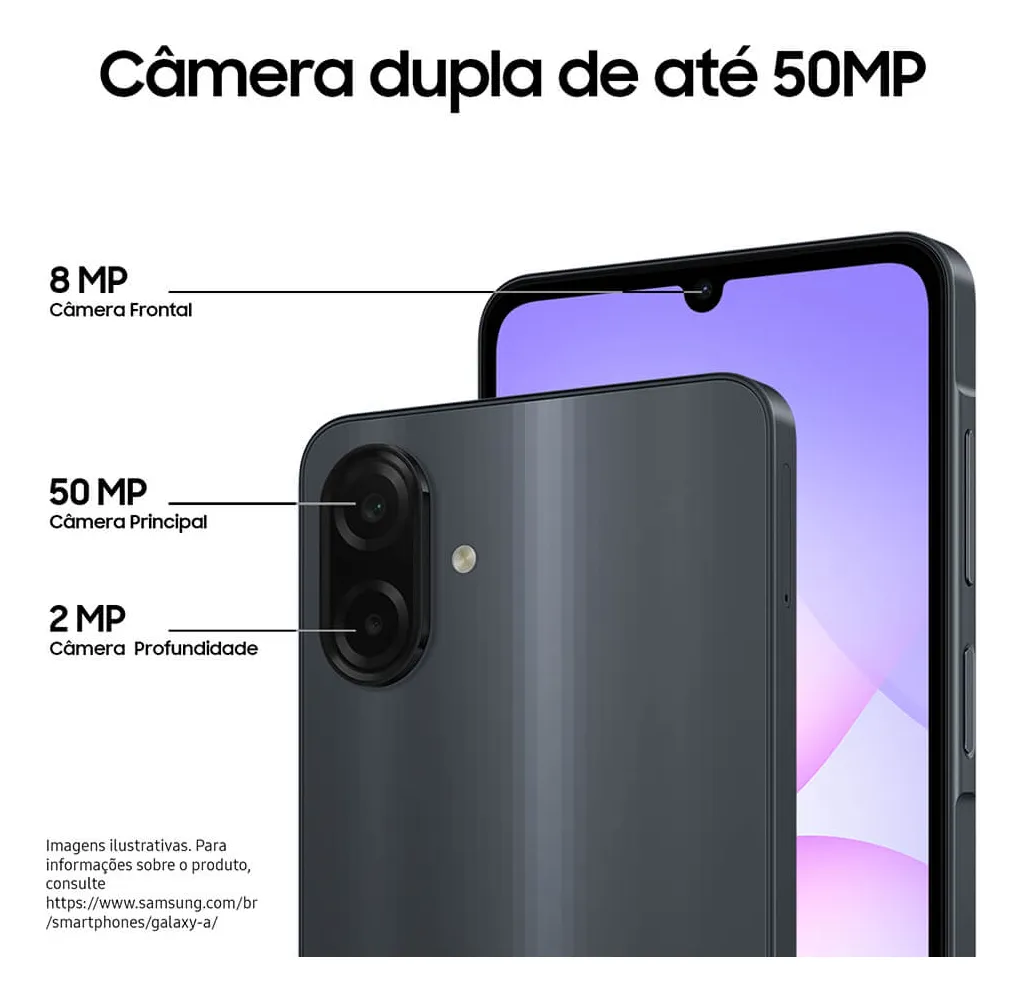 Celular Samsung Galaxy A07 256gb, 8gb, Câmera 50mp, Tela 6.7 , Proteção Ip54, Processador 6nm - Preto - Imagem 4