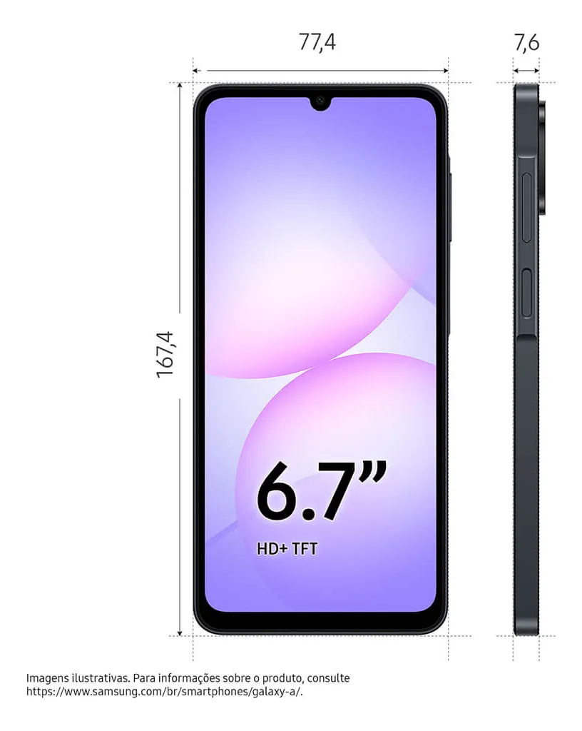 Celular Samsung Galaxy A07 128gb, 4gb, Câmera 50mp, Tela 6.7 , Proteção Ip54, Processador 6nm - Preto - Imagem 8