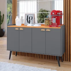 Alternative view of Aparador Buffet Retrô 4 Portas – Modelos Kiev e Dallas | Elegância e Funcionalidade para Sua Sala.