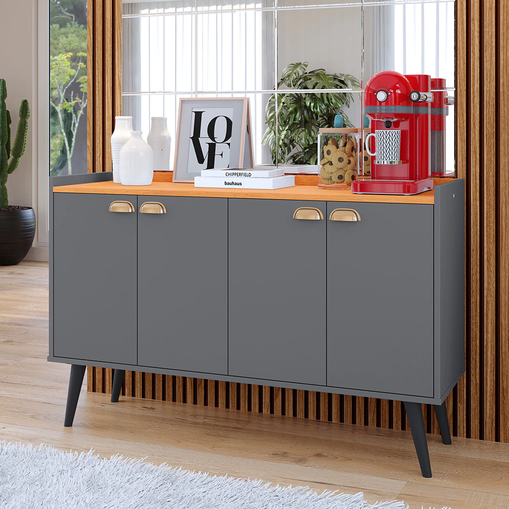 Aparador Buffet Retrô 4 Portas – Modelos Kiev e Dallas | Elegância e Funcionalidade para Sua Sala. - Imagem 2