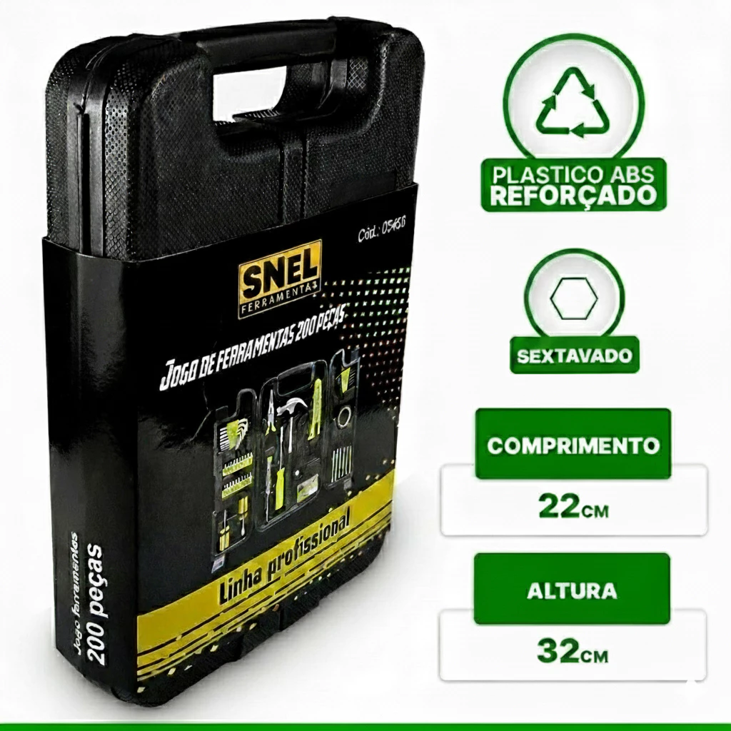 Kit Jogo De Ferramentas Completo 200 Pcs C/Soquetes Chaves Maleta - Imagem 3