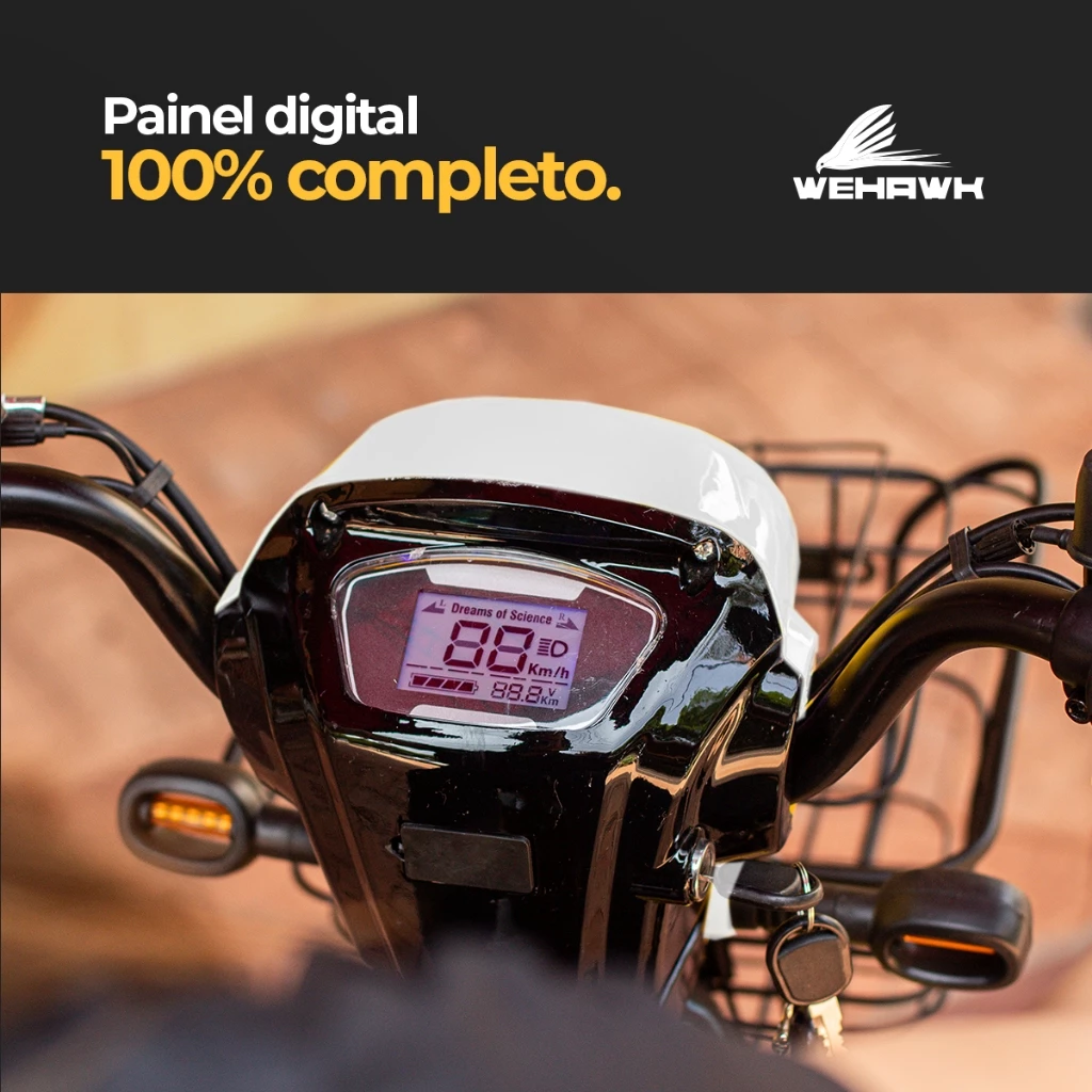 Bicicleta Scooter Elétrica 500W Bike WeHawk WX-03 Basket – Bateria 48V 12Ah Removível Autopropelido - Imagem 7