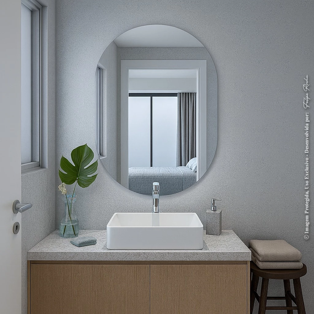Espelho Oval Grande de Parede com LED Orgânico – Luz Quente e Fria para Banheiro Sala Quarto - Imagem 2
