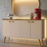 Aparador Buffet Retrô 4 Portas – Modelos Kiev e Dallas | Elegância e Funcionalidade para Sua Sala.