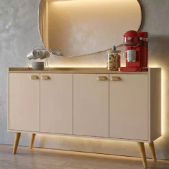 Aparador Buffet Retrô 4 Portas – Modelos Kiev e Dallas | Elegância e Funcionalidade para Sua Sala.