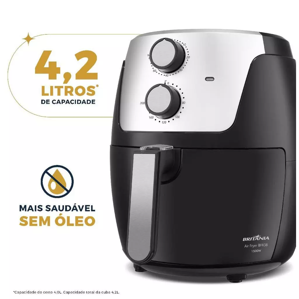 Air Fryer Britânia 4,2L Dura Mais 1500W BFR38 - Imagem 4