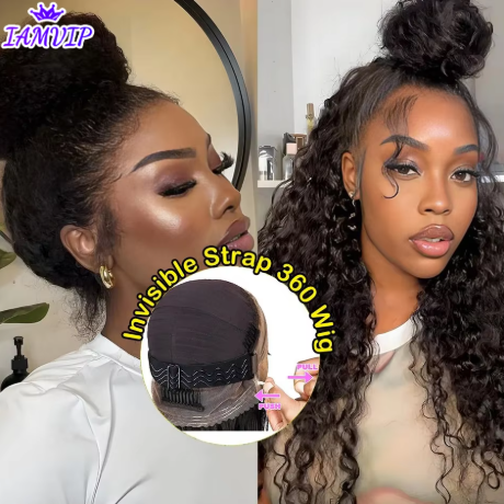 Peruca de Renda 360 Sem Cola Com Cordão, Cabelo Humano Cacheado Kinky Deep Water, 100% Cabelo Humano, Faixa Invisível, Renda Hd Completa 360, Peruca Frontal 13x4 - Imagem 3