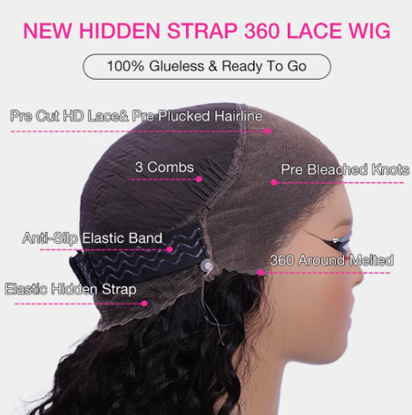 Peruca de Renda 360 Sem Cola Com Cordão, Cabelo Humano Cacheado Kinky Deep Water, 100% Cabelo Humano, Faixa Invisível, Renda Hd Completa 360, Peruca Frontal 13x4 - Imagem 5