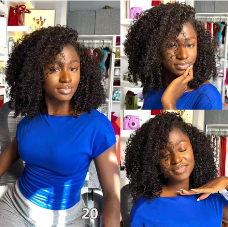 Peruca de Cabelo Humano Cacheado Meia Peruca 200% Densidade, Cabelo Humano Crespo Cacheado 3 Em 1 Com Linha Capilar Invisível e Cordão Ajustável Sem Costura - Imagem 4