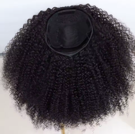 Peruca de Cabelo Humano Cacheado Meia Peruca 200% Densidade, Cabelo Humano Crespo Cacheado 3 Em 1 Com Linha Capilar Invisível e Cordão Ajustável Sem Costura - Imagem 5