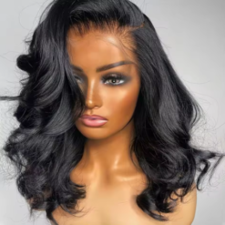 Perucas Frontais de Renda 13x4 Com Cabelo Humano Remy Brasileiro 100% Cacheado Curto Bob Ondulado, Com Fechamento de Renda Hd 4x4, 12, 14, 16 Polegadas