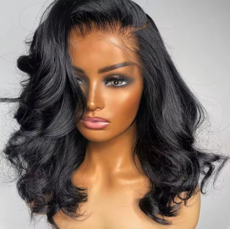 Perucas Frontais de Renda 13x4 Com Cabelo Humano Remy Brasileiro 100% Cacheado Curto Bob Ondulado, Com Fechamento de Renda Hd 4x4, 12, 14, 16 Polegadas - Imagem 2