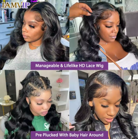 250% 30-36 Polegada Onda do Corpo 13x6 Hd Frontal Cabelo Humano Pré-arrancado Laço Brasileiro Remy 13x4 Peruca Dianteira 4x4 Fechamento Com Hd Renda Completa - Imagem 6