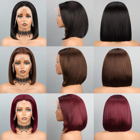 Bob Peruca de Cabelo Humano 13x4 Hd Frente do Laço Perucas de Cabelo Humano para Preto Feminino Sem Cola Perucas Dianteiras do Laço Pré Arrancadas Pré Corte Em Linha Reta Bob - Imagem 5