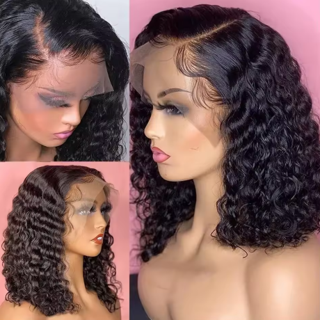 Peruca Curta Bob Com Ondas Profundas 230% Densidade, Peruca Frontal Hd Lace 13x4, Cabelo Humano Brasileiro 100% Natural, 14-16 Polegadas, Peruca Frontal Transparente 4x4 - Imagem 5