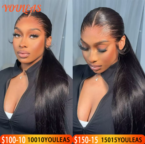 Nova Tendência Lagos Linha Fina Sliky Osso Em Linha Reta 250 Densidade 13x6 Hd Laço Frontal Perucas Sem Cola Cabelo Humano Pré Arrancado Pronto para Usar