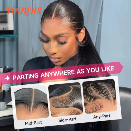 Nova Tendência Lagos Linha Fina Sliky Osso Em Linha Reta 250 Densidade 13x6 Hd Laço Frontal Perucas Sem Cola Cabelo Humano Pré Arrancado Pronto para Usar - Imagem 3