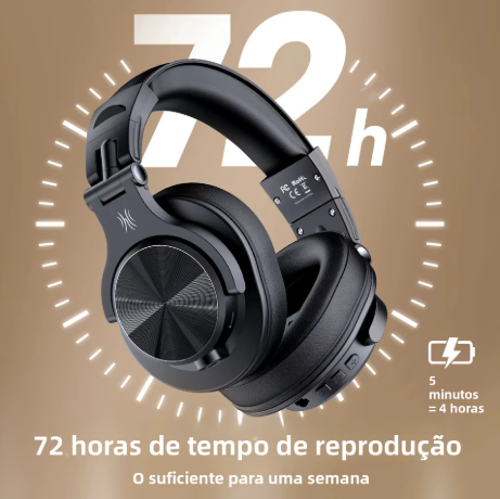 Fones de Ouvido Bluetooth Oneodio Fusion A70 com Áudio Hi-Res, Headset Sem Fio Over Ear, 72H, Monitor de Estúdio Profissional, Fones de Ouvido HiFi para DJ - Imagem 4