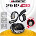 Monster Open Ear Ac360 Fone de Ouvido de Condução de ar Bluetooth 5.4 Ture Fones de Ouvido Sem Fio 360 ° Fone de Ouvido Esportivo Sem Fio Estéreo Ows