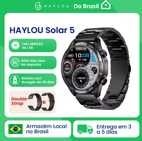 Haylou Solar 5 Smartwatchs 1.58 Display Amoled 60hz Relógio Inteligente Chamada de Voz 24h Monitoramento Saúde Esportes Smartwatch para Homem. - Imagem 2