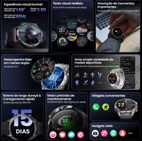 Haylou Solar 5 Smartwatchs 1.58 Display Amoled 60hz Relógio Inteligente Chamada de Voz 24h Monitoramento Saúde Esportes Smartwatch para Homem. - Imagem 4