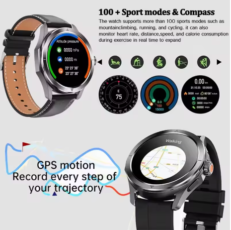 S4 Ultra Gps Relógio Inteligente Masculino 1.53 Polegadas Amoled Esportes Ao Ar Livre Pista NFC Frequência Cardíaca à Prova Dwaterproof Água Bluetooth Chamada Smartwatch. - Imagem 5
