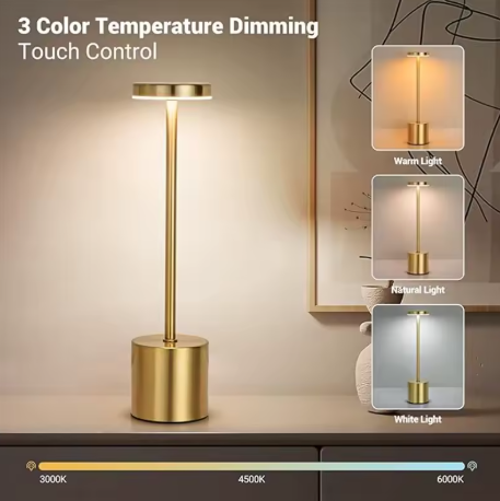 Luminária de Mesa Led Com Sensor de Toque, Luz Noturna Recarregável Usb, Portátil para Quarto, Luz Noturna Sem Fio, Lâmpada de Leitura para Restaurante, Hotel, Bar - Imagem 3