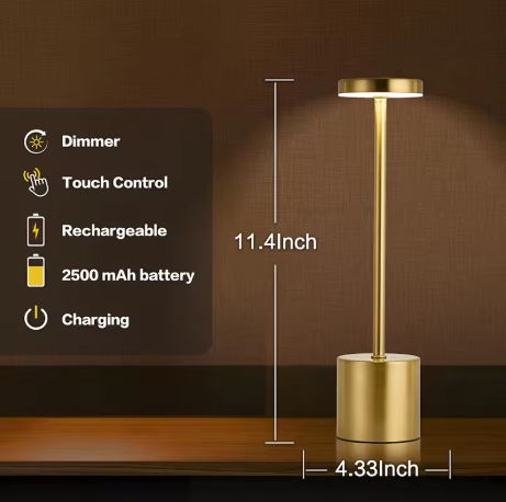 Luminária de Mesa Led Com Sensor de Toque, Luz Noturna Recarregável Usb, Portátil para Quarto, Luz Noturna Sem Fio, Lâmpada de Leitura para Restaurante, Hotel, Bar - Imagem 4