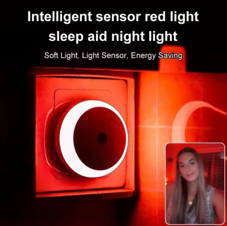1 Pc Luz Noturna Inteligente Com Sensor de Luz Vermelha, Lâmpada de Parede Led Inteligente, Economizadora de Energia, para Quarto e Sala de Estar.