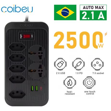 Extensão Tomada,extensão Elétrica,tomada Usb,filtro de Linha de Tomada,regua Tomadas de Energia,extensao Eletrica,110-220v,10a - Imagem 4